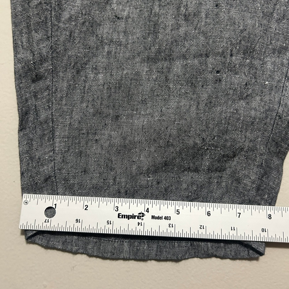 J. Jill Cropped Linen Pants Women L Grey Elastic Waist Boho Coastal Laganlook - Picture 8 of 12